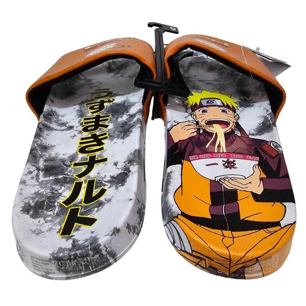 Naruto Shippuden Ichiraku Ramen Shop Men's Sport Slide Sandals Size 9 Orange - Picture 4 of 8